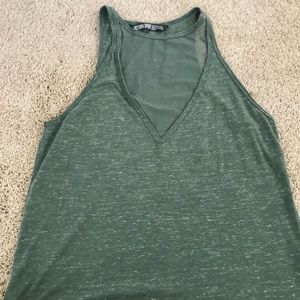 Olive Green Mesh V-Neck Tank